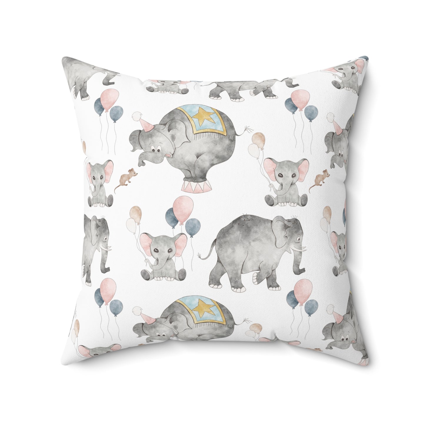 Spun Polyester Square Pillow with Removable Cover Watercolor Circus Animals