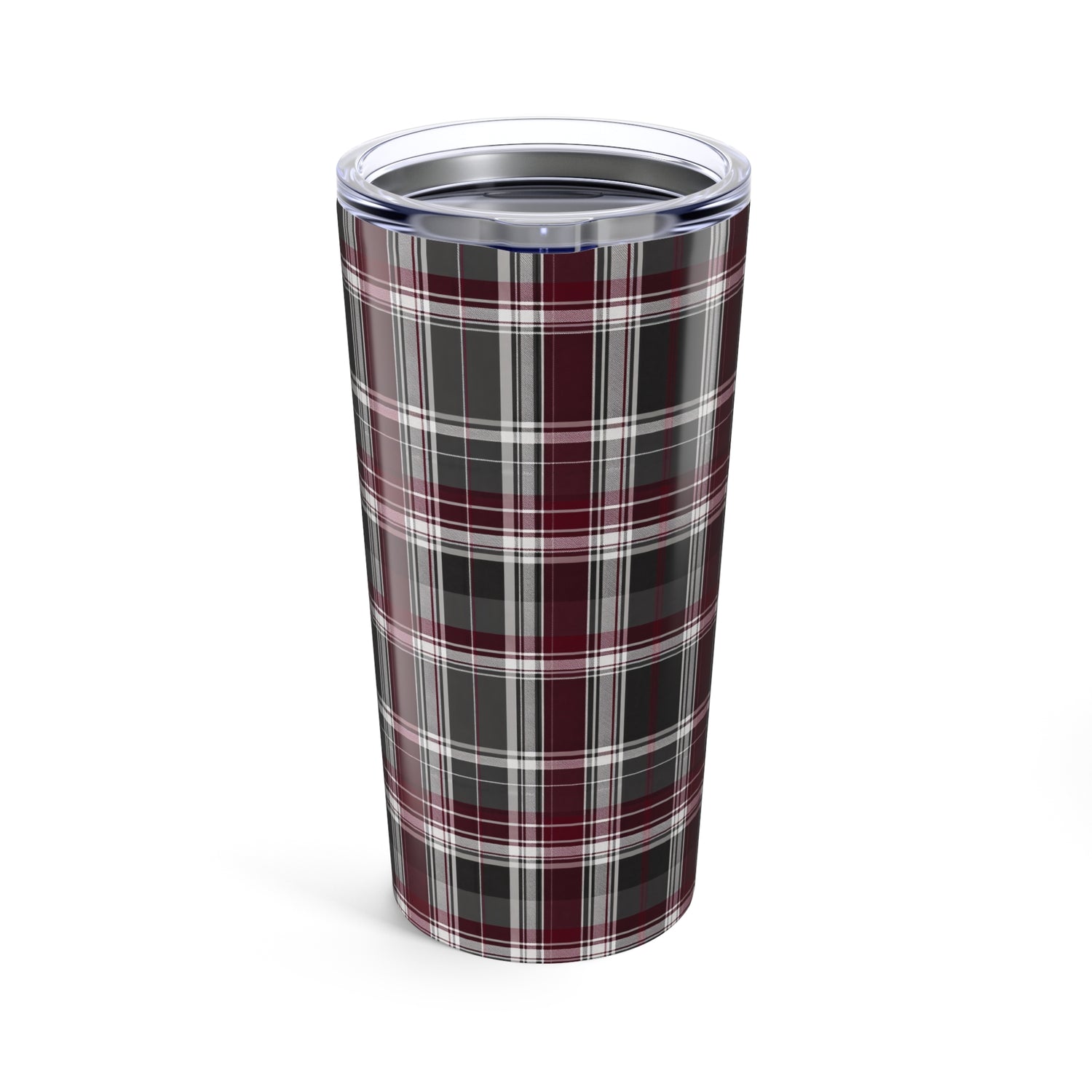 Burgundy Grey Plaid 20oz Stainless Tumbler