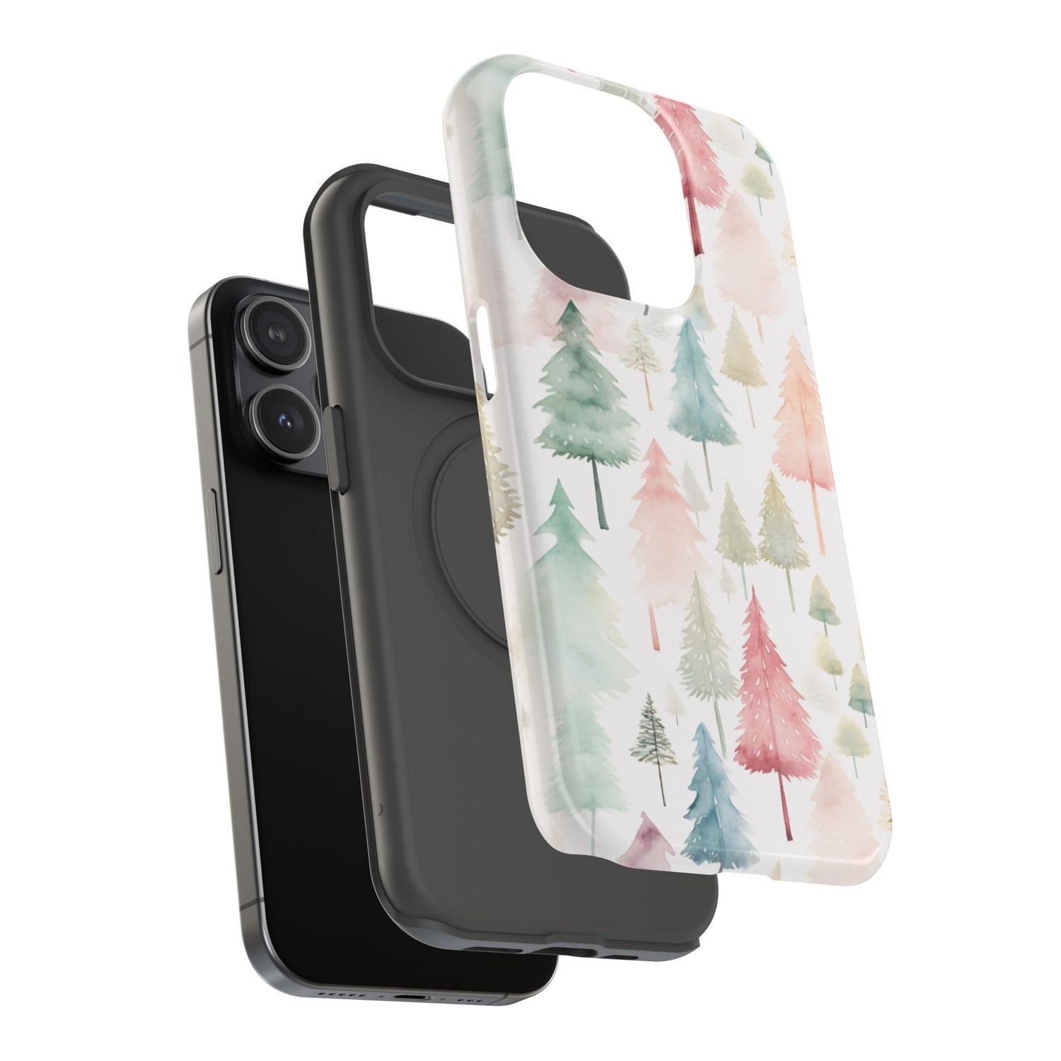 Watercolor Christmas Trees Impact-Resistant Phone Case, iPhone, Samsung