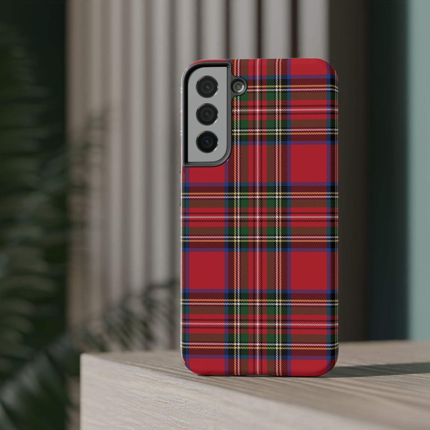 Impact-Resistant Phone Case-Holiday Tartan Plaid Red