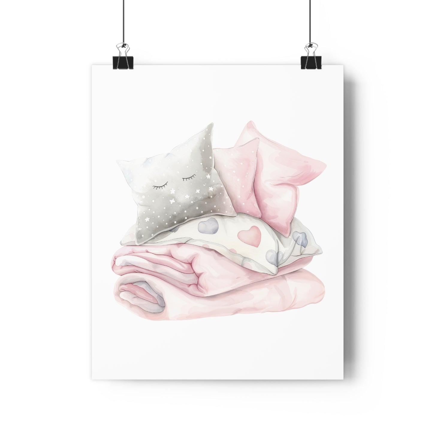 Giclée Art Print Watercolor Pink Pajama Party Bedding