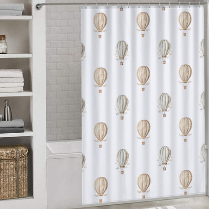 Lightweight Shower Curtain- Neutral Hot Air Balloons