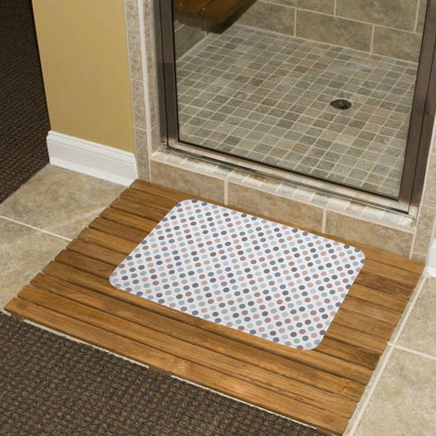 Plush Bathroom Mat- Neutral Dots