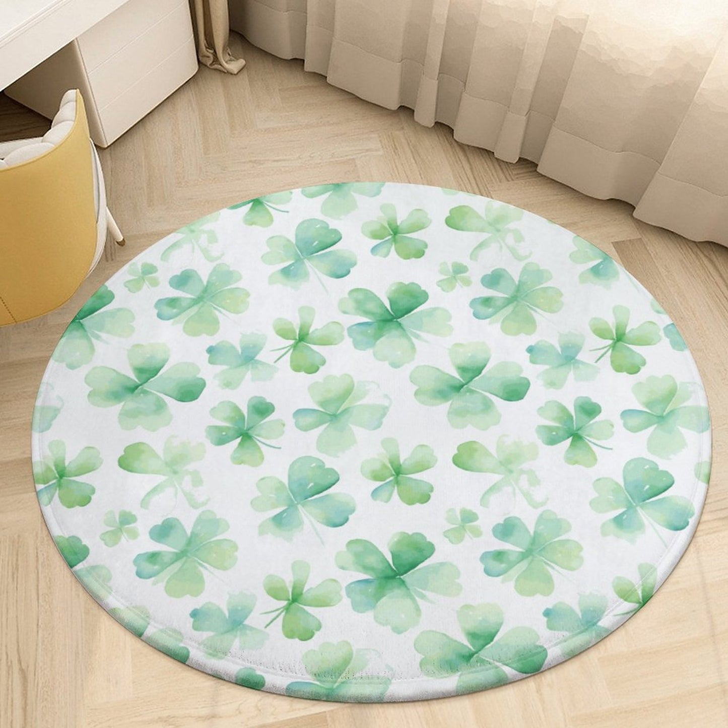 Round Bath Mat- Watercolor Clovers