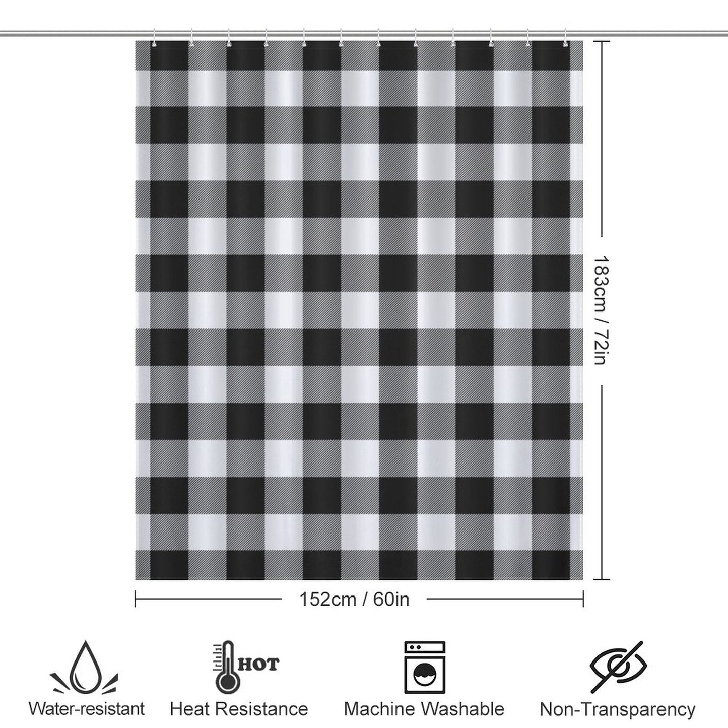 Lightweight Shower Curtain-Buffalo Plaid