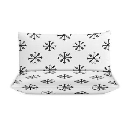 Minimalist Snowflakes 3-Piece Bedding Set-86"×70" Twin, Reversible Seasonal Duvet Cover Set