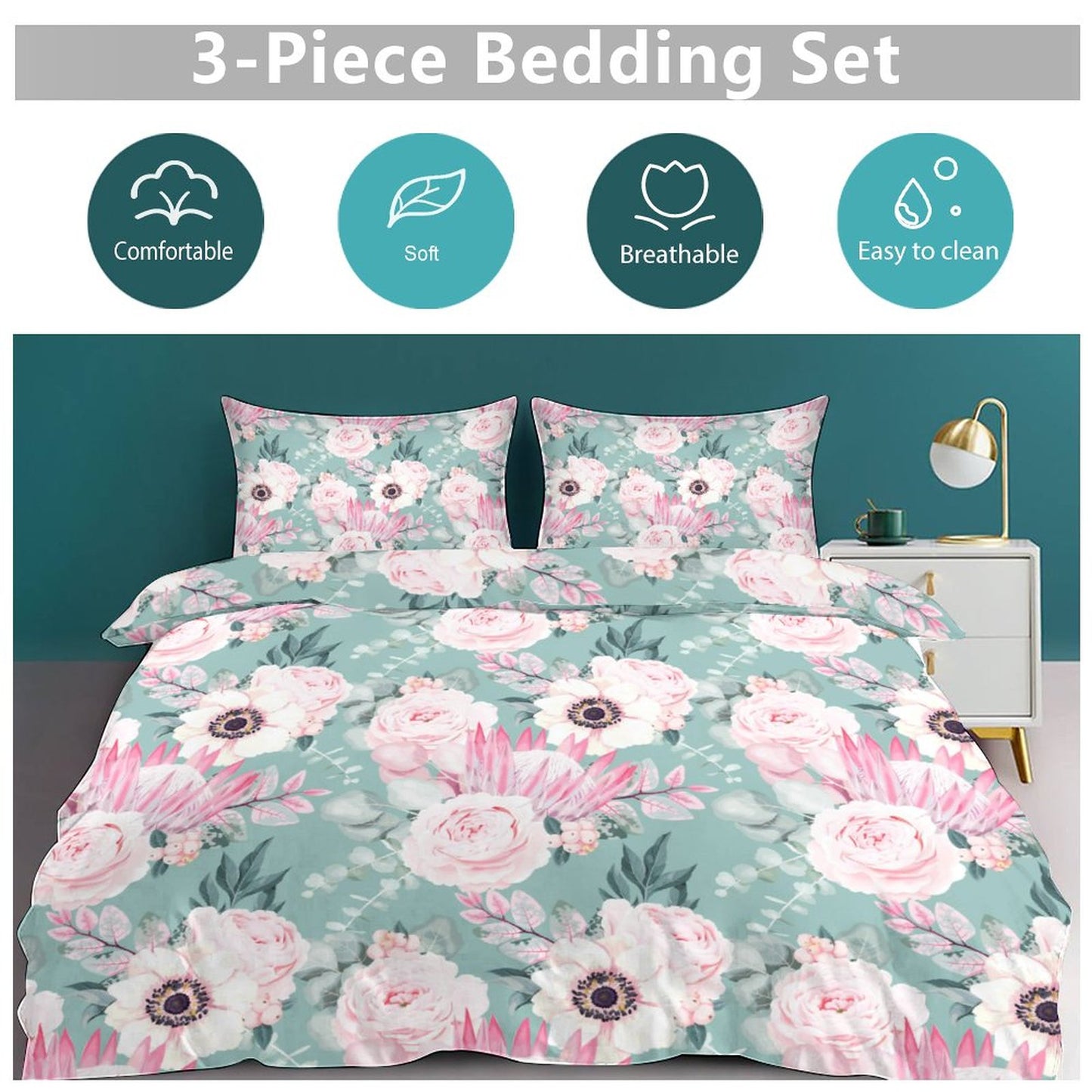 Duvet Bedding Set-90"x90" Full-Queen Floral Fun Duvet