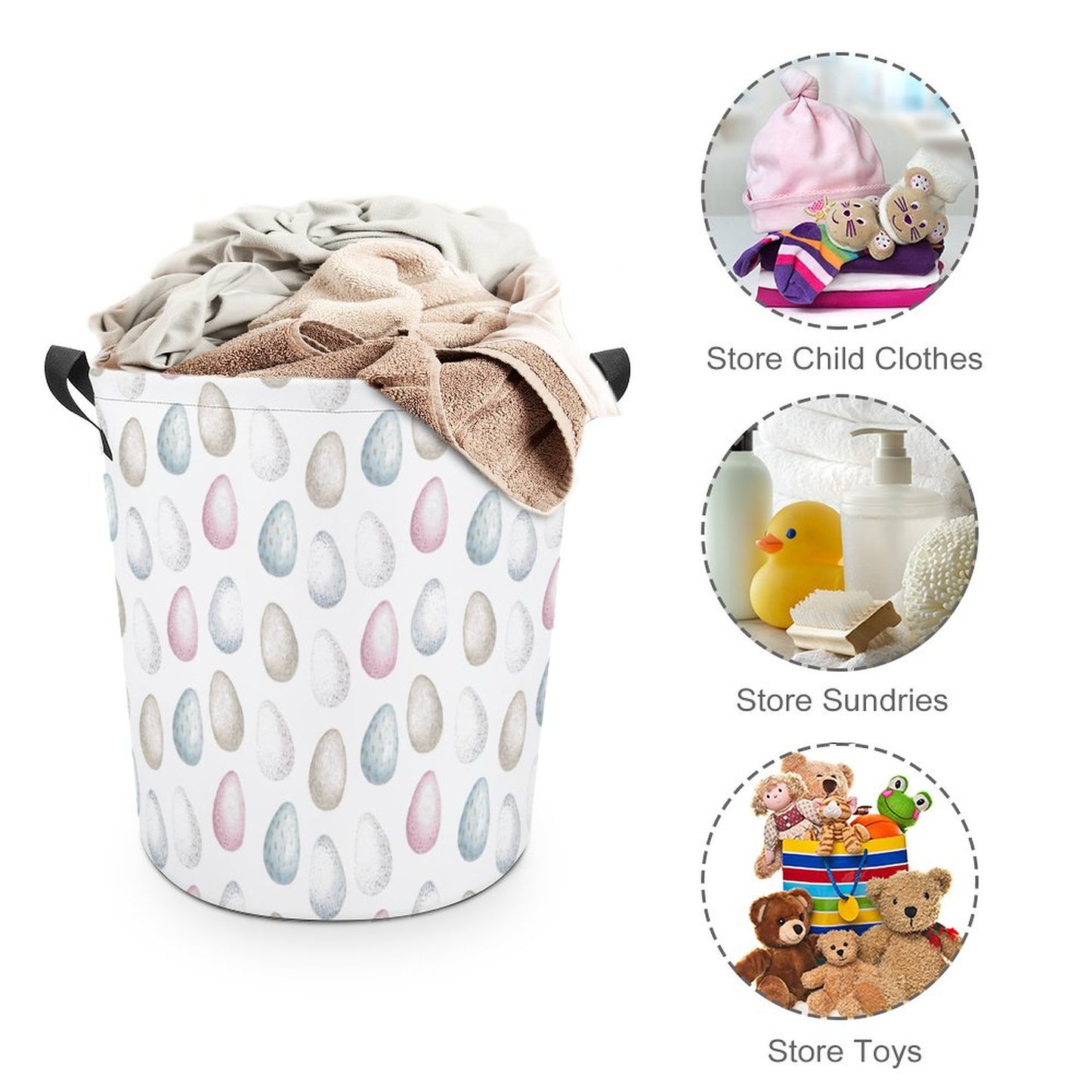 Collapsible Laundry Hamper- Watercolor Easter Eggs