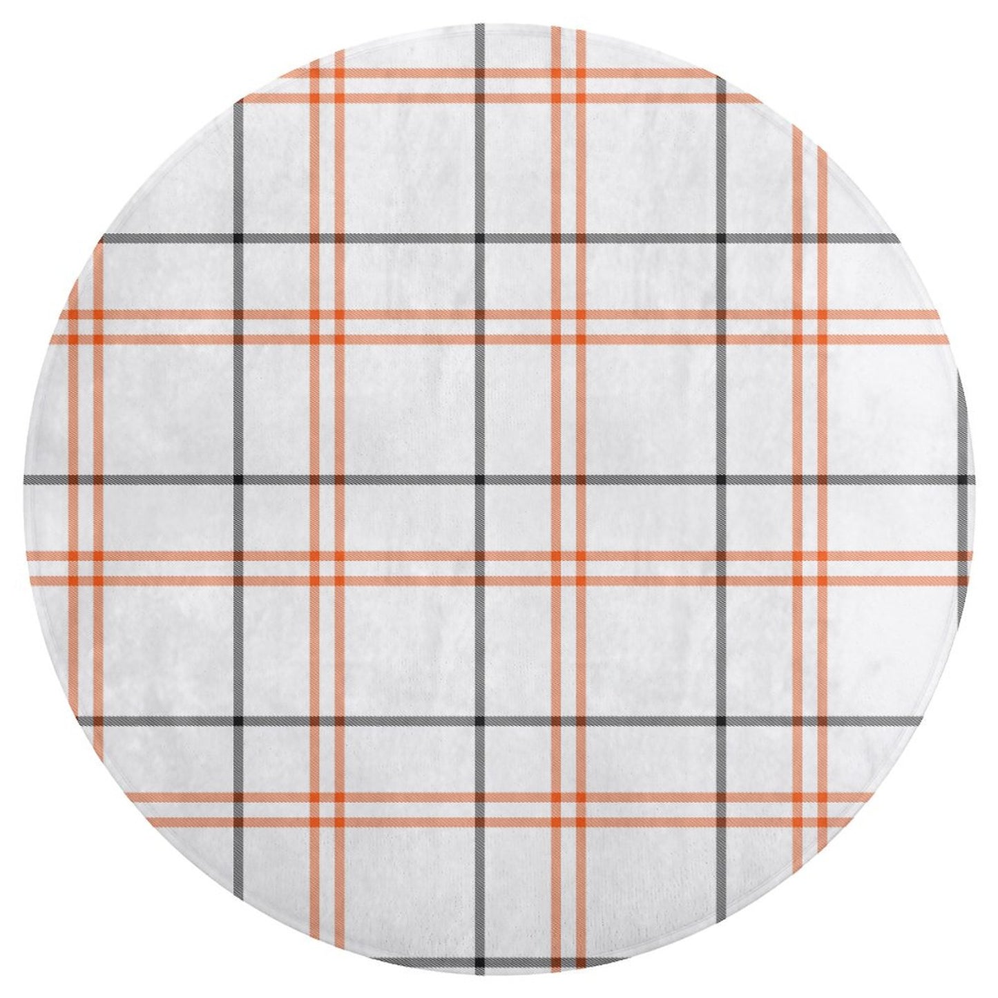 Round Plush Bath Mat- Fall Tartan Plaid