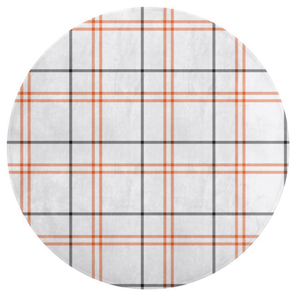 Round Plush Bath Mat- Fall Tartan Plaid