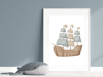 Giclée Art Print Watercolor Memories of Dreams Pirate Ship