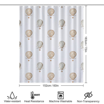 Lightweight Shower Curtain- Neutral Hot Air Balloons