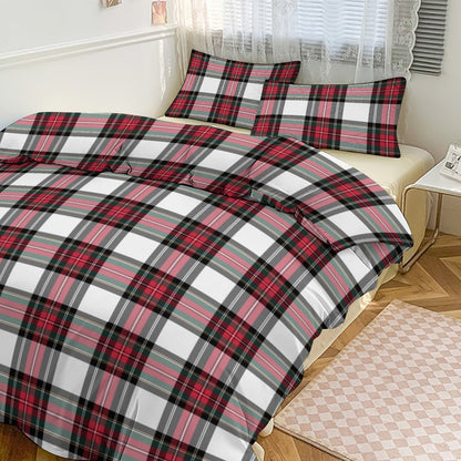 Christmas Tartan Plaid 3-Piece Bedding Set-102"x90" King Duvet Cover Set