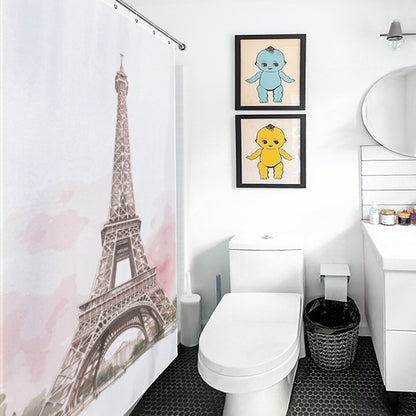 Lightweight Shower Curtain- Pink Paris Eiffel Tower