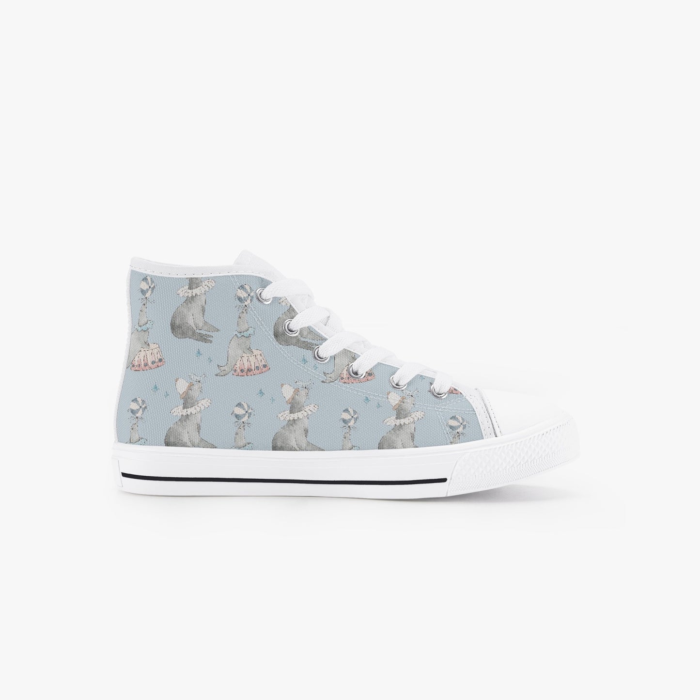 Unisex Circus Seals Kid’s High-Top Canvas Shoes