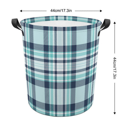 Collapsible Laundry Hamper-All The Blues Plaid