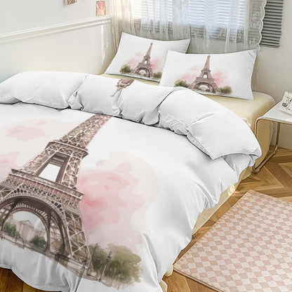 Watercolor Paris Eiffel Tower Bedding Set-90"x90" Full, Queen Duvet Cover