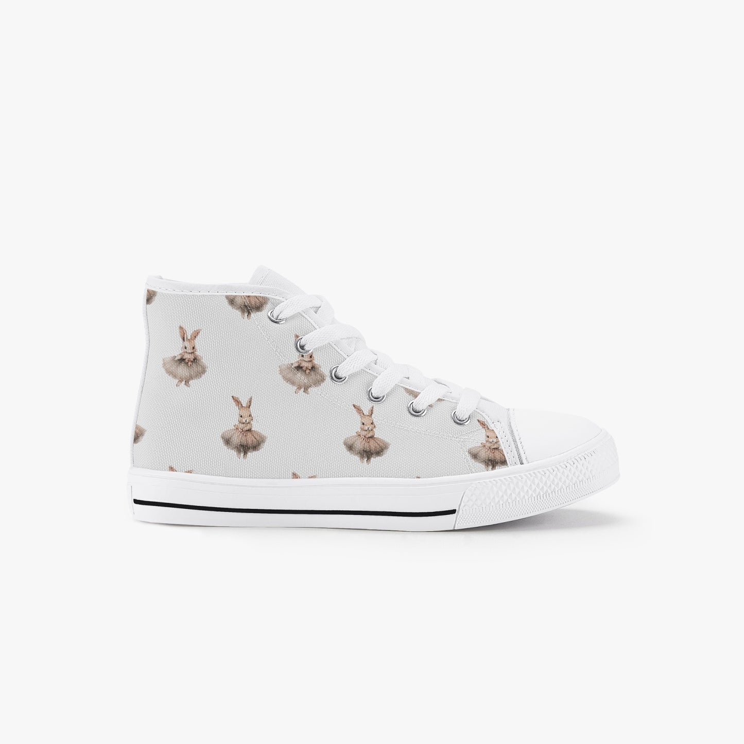 Girls Ballerina Bunnies Kid’s High-Top Canvas Shoes