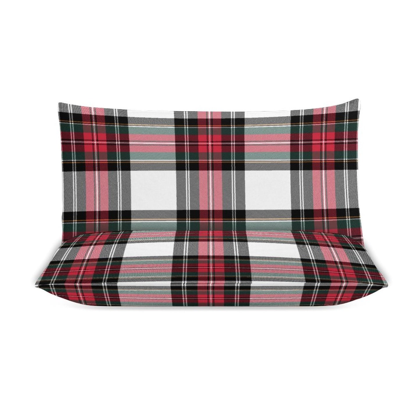 Christmas Tartan Plaid 3-Piece Bedding Set-90"x90" Full/Queen Plaid Duvet Cover