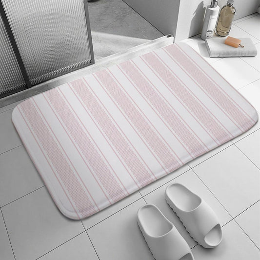 Plush Bath Mat- French Stripe Pink