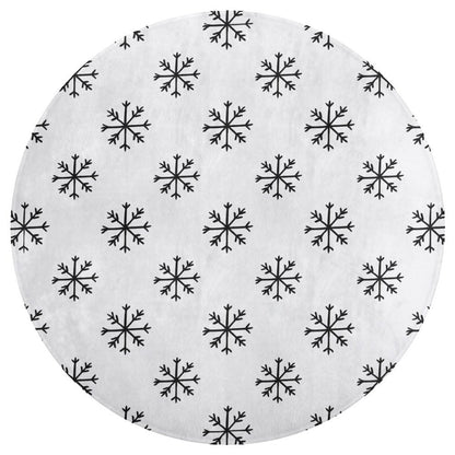 Round Plush Bath Mat- Sophisticated Snowflake