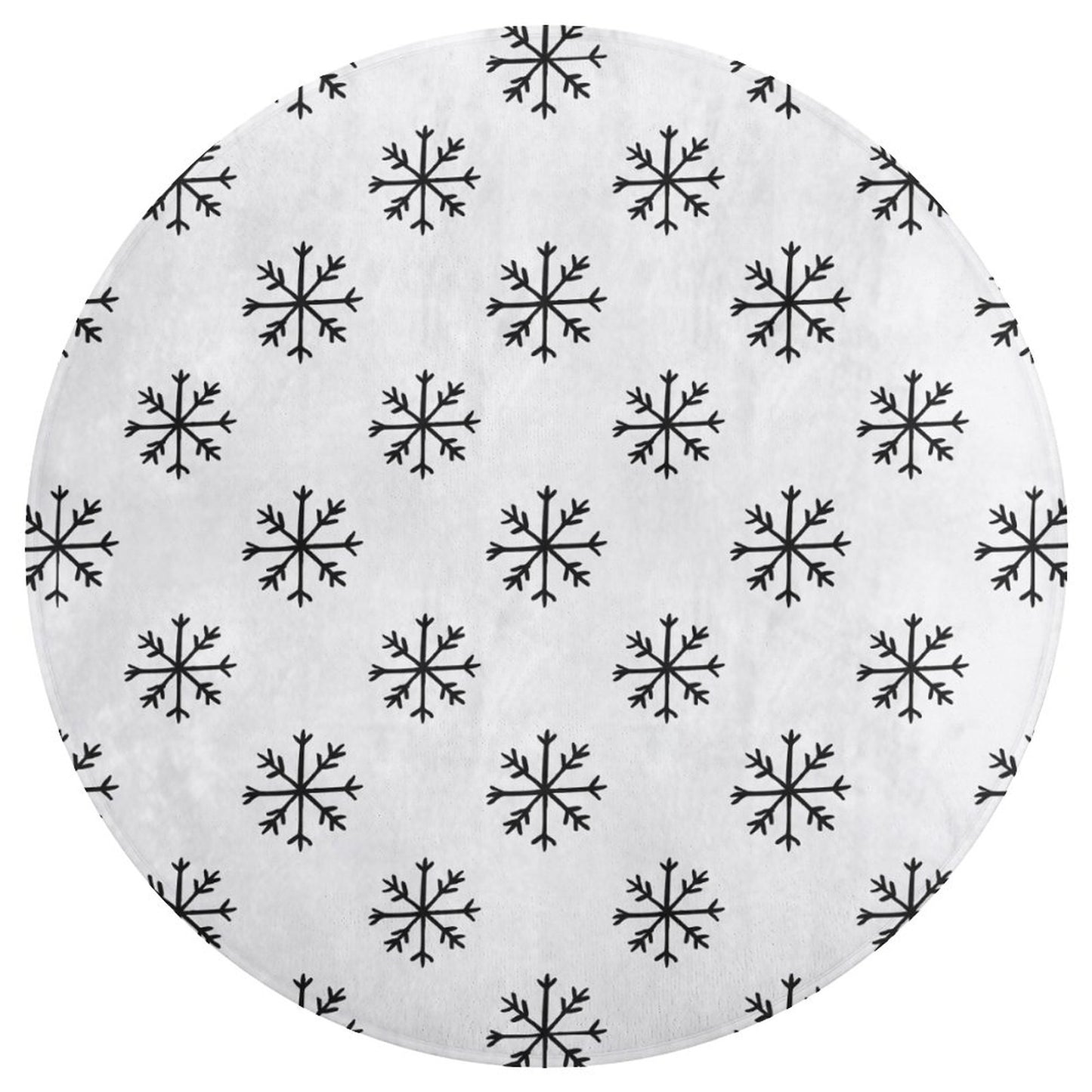 Round Plush Bath Mat- Sophisticated Snowflake