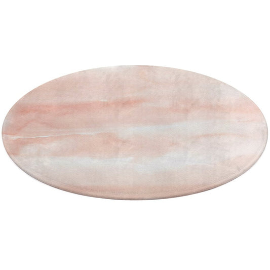 Round Plush Bath Mat- Morning Stories Coral