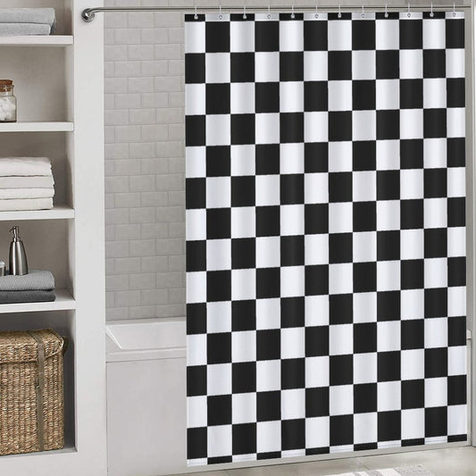 Lightweight Shower Curtain- Black and White Checkerboard