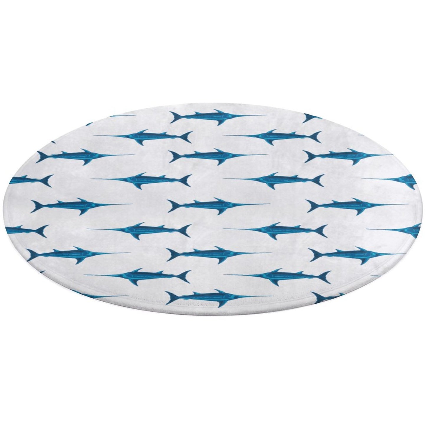 Round Plush Bath Mat- Preppy Swordfish