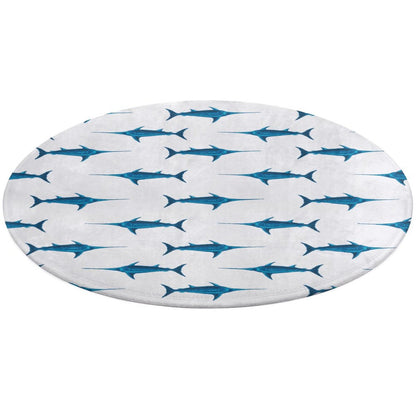 Round Plush Bath Mat- Preppy Swordfish