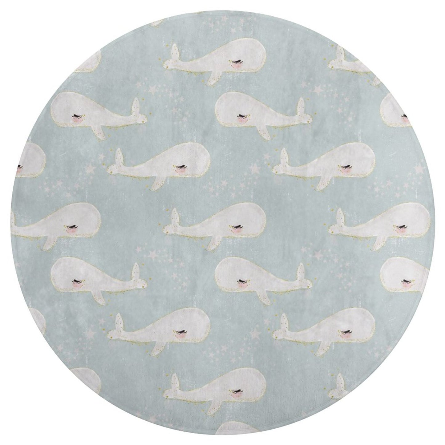 Round Plush Bath Mat- Beach Baby Whales