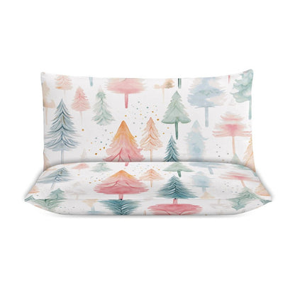 Holiday Pastel Trees 3-Piece Bedding Set-90"x90" Full/Queen Duvet