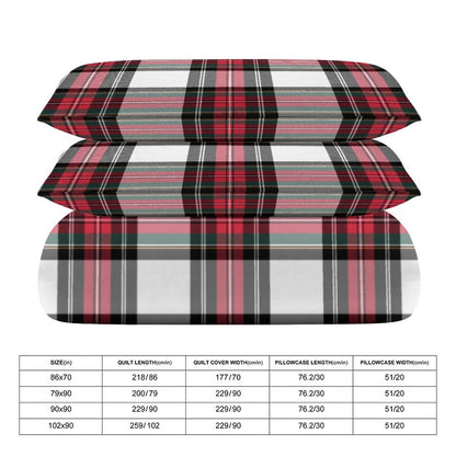 Christmas Tartan Plaid 3-Piece Bedding Set-102"x90" King Duvet Cover Set