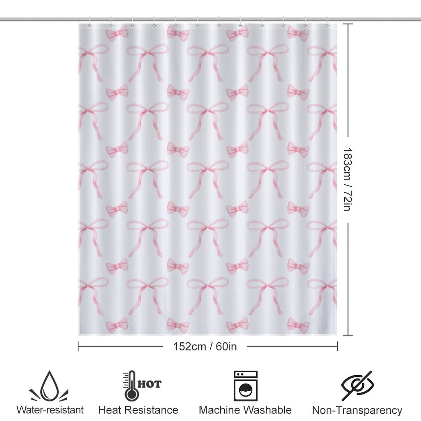 Lightweight Shower Curtain- Coquette Pink Bows