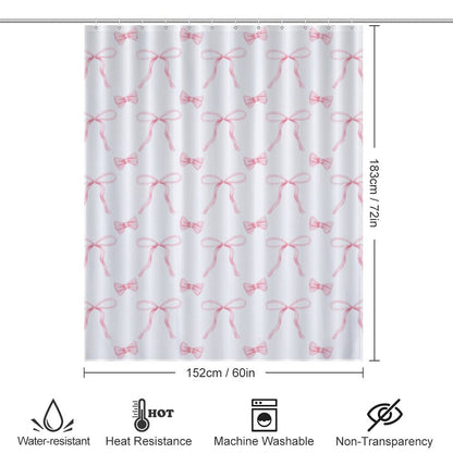 Lightweight Shower Curtain- Coquette Pink Bows