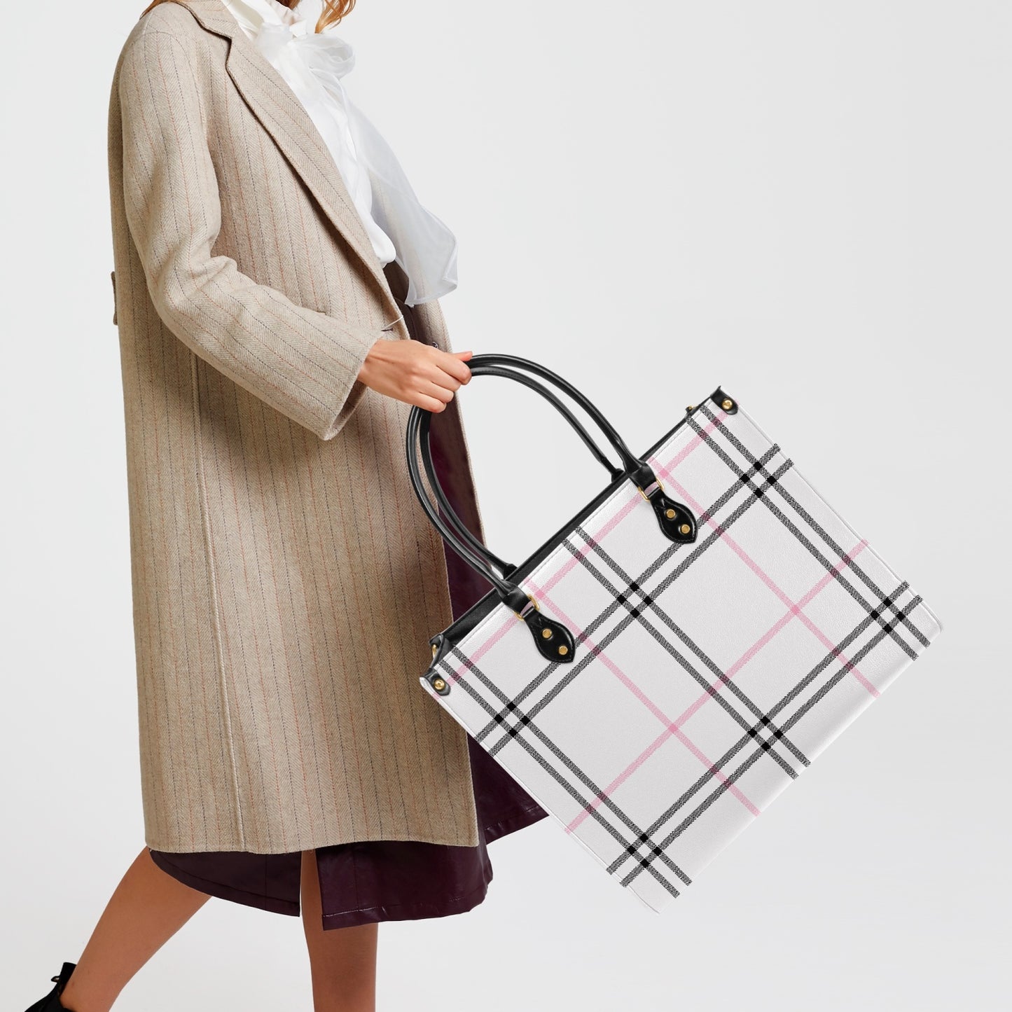 Structured Handbag- Preppy Pink Plaid