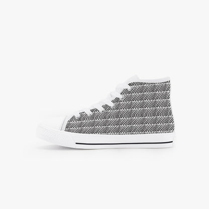 Unisex Black and White Lines Kid’s High-Top Canvas Shoes