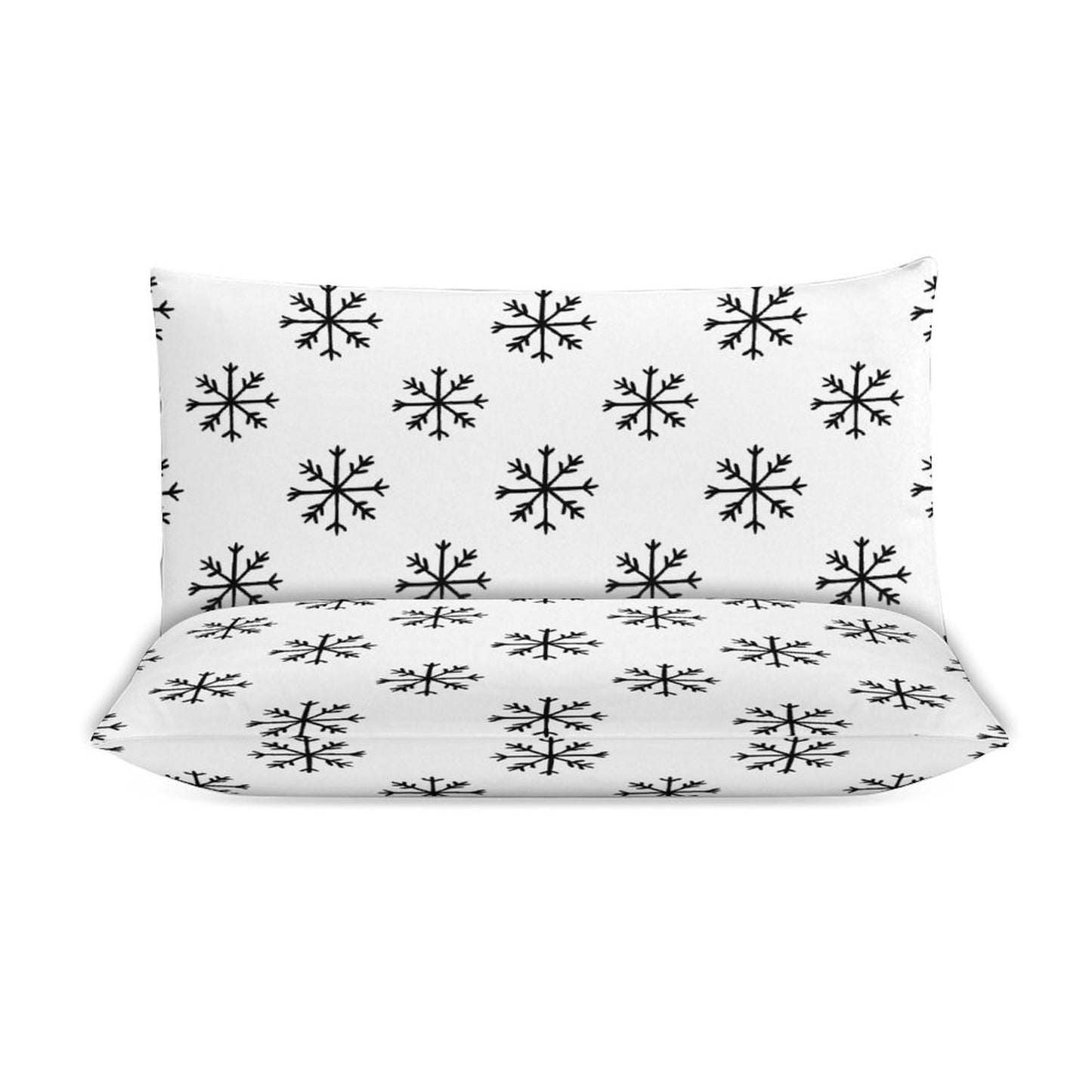 Minimalist Black White Snowflake 3-Piece Bedding Set-90"x90" Full, Queen, Reversible Duvet Cover Set