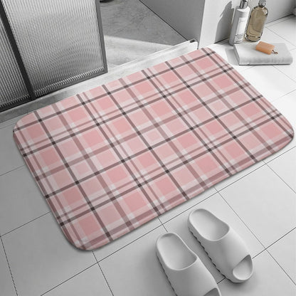 Plush Bath Mat- Pink Chocolate Plaid