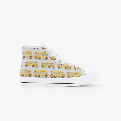 Unisex School Bus  Kid’s High-Top Canvas Shoes