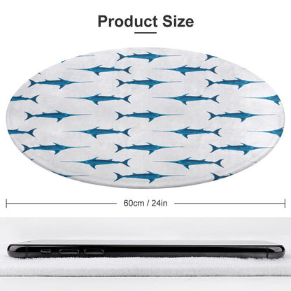 Round Plush Bath Mat- Preppy Swordfish