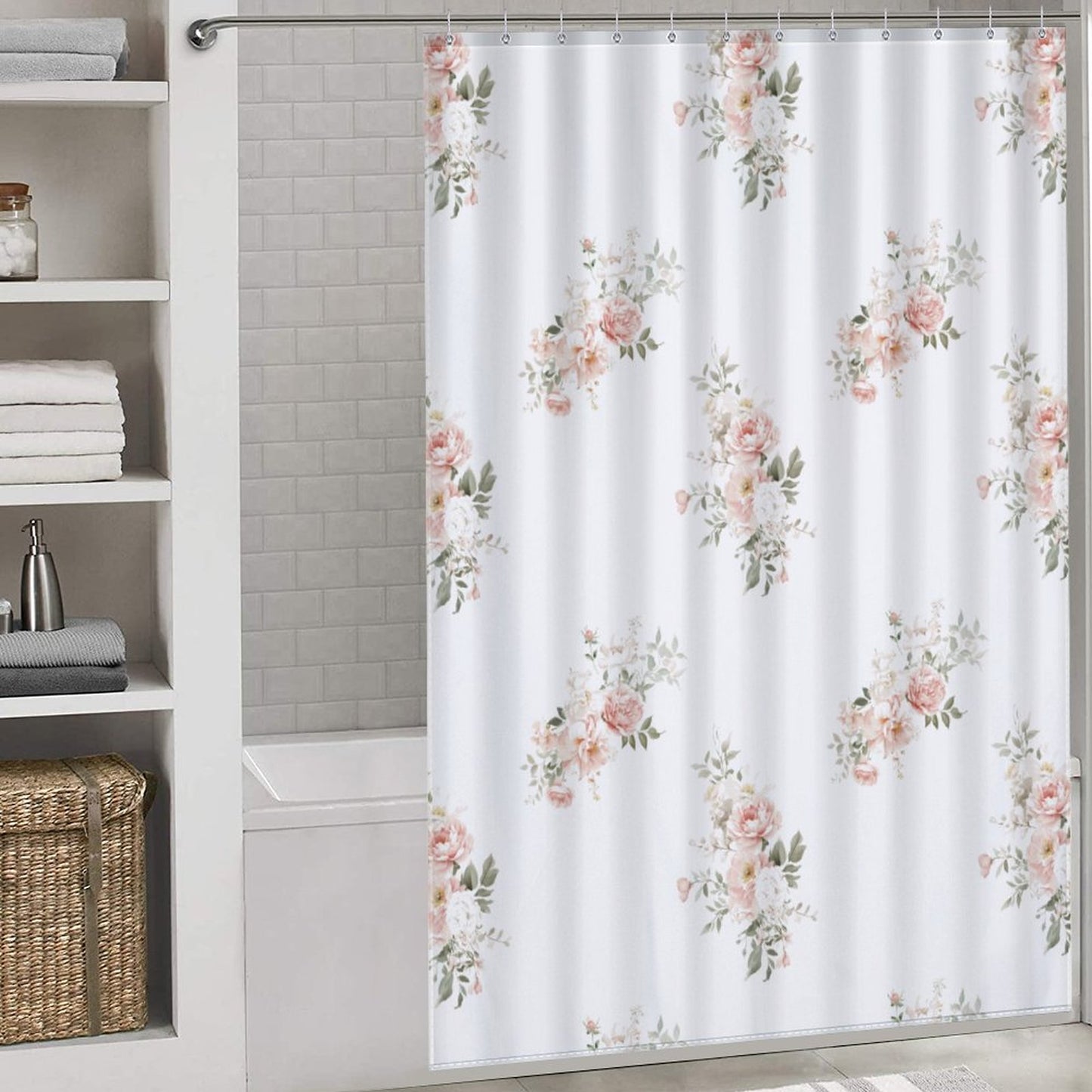 Lightweight Shower Curtain- Elegant Coral Floral