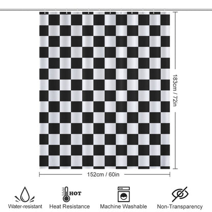 Lightweight Shower Curtain- Black and White Checkerboard