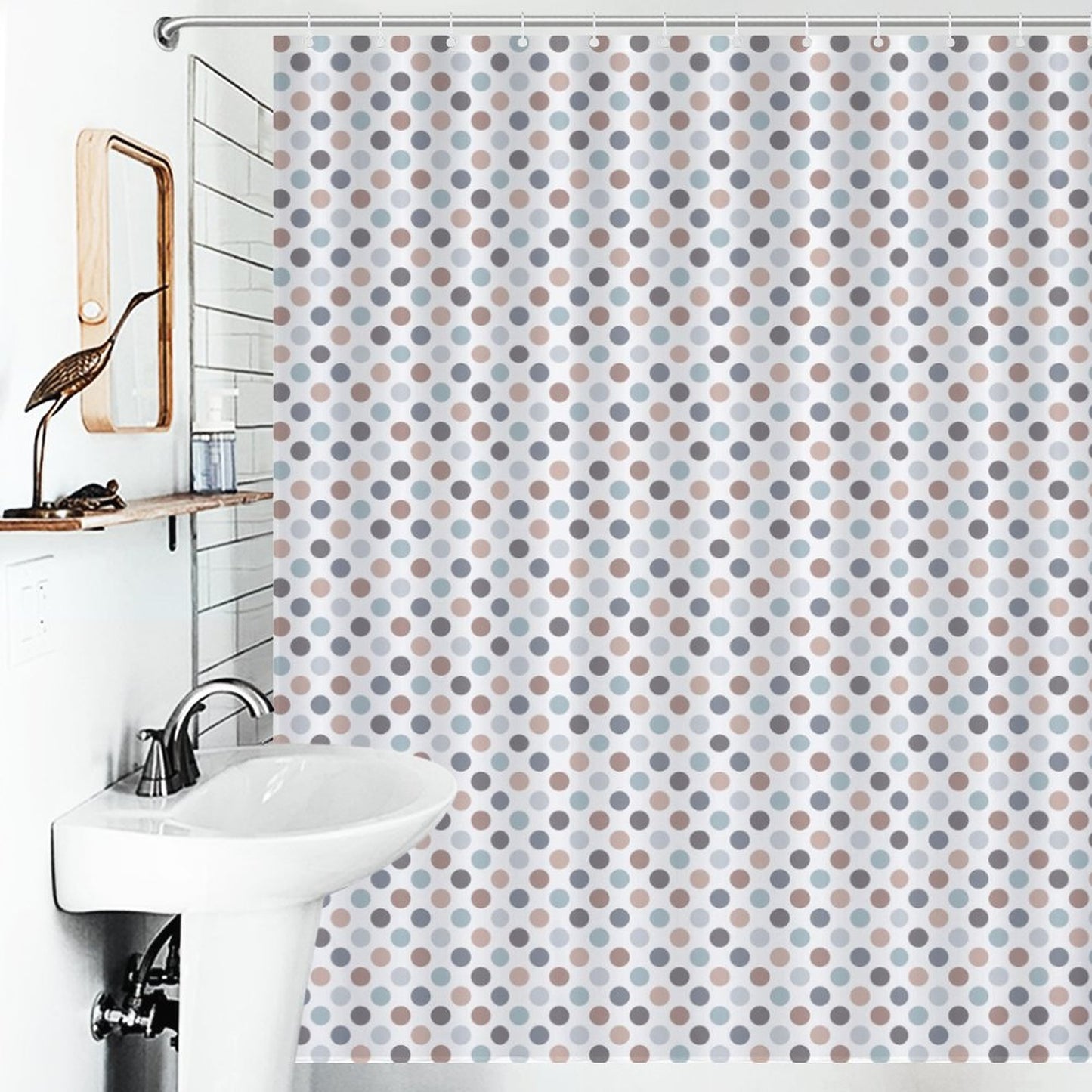 Lightweight Shower Curtain-Neutral Dots