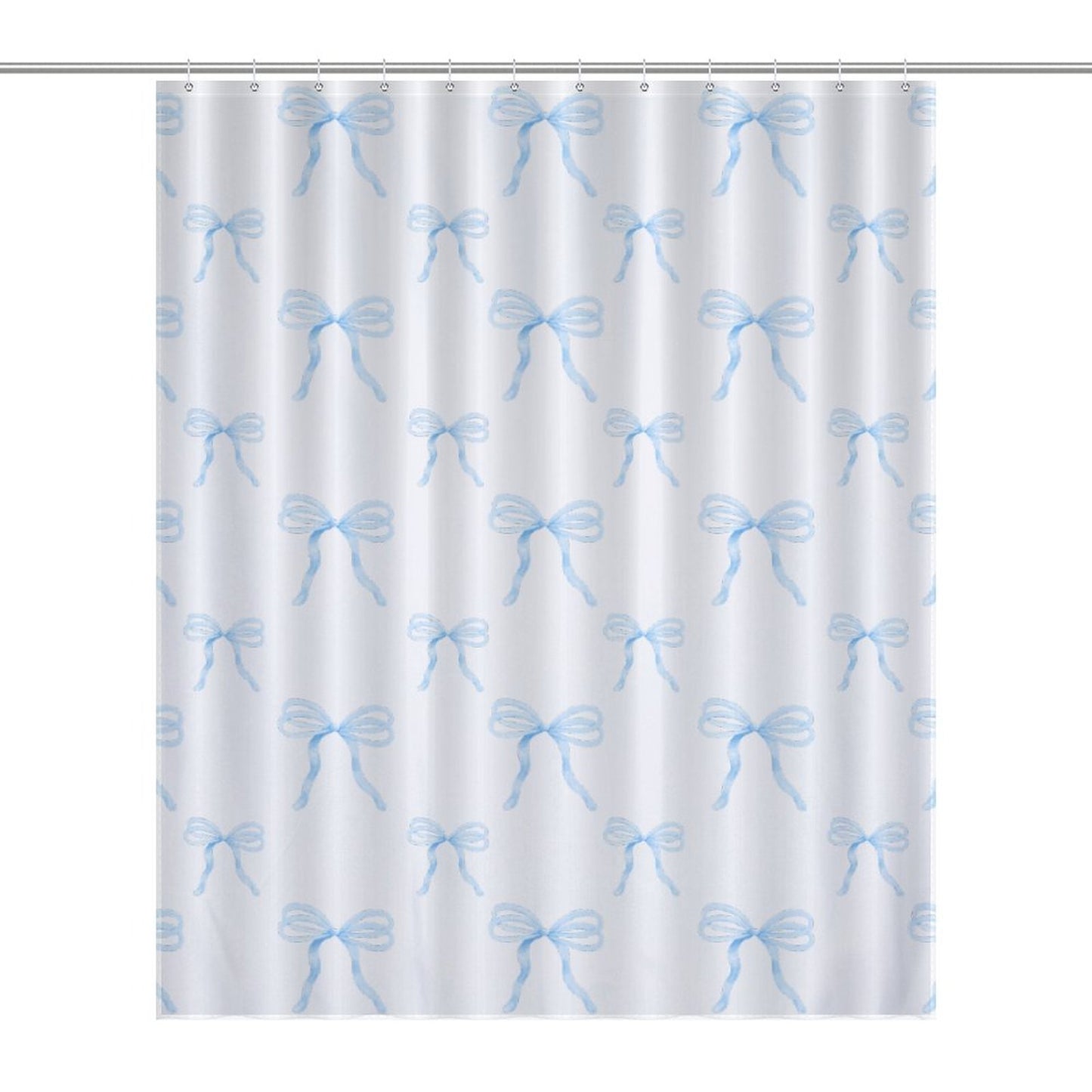 Lightweight Shower Curtain- Watercolor Coquette Blue Bows