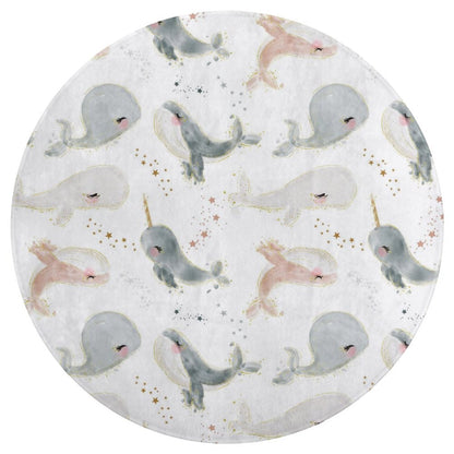 Round Coral Velvet Warm Floor Mat/Rug Watercolor Beach Baby Whales White
FREE SHIPPING