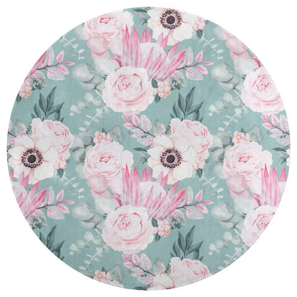 Round Plush Bath Mat- Boho Floral Fun