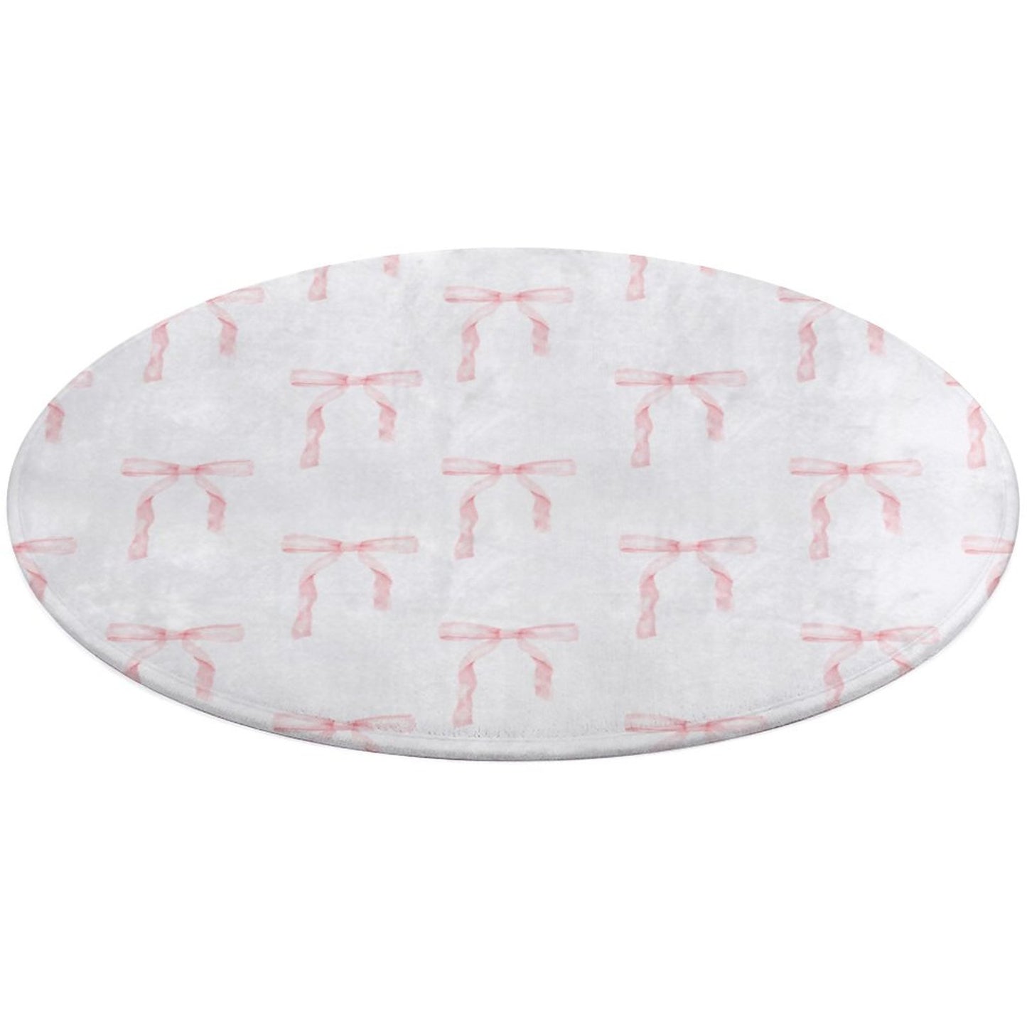 Round Bath Mat- Watercolor Coquette Pink Bows