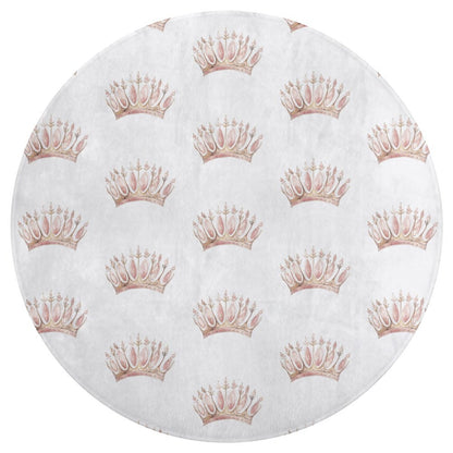 Round Bath Mat- Watercolor Pink Princess Crown