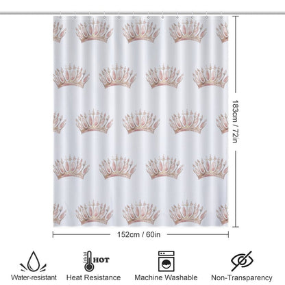 Lightweight Shower Curtain-Pink Princess Crowns